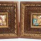 Icoane moderne, pictura pe piele, set, pereche tablou rame unice lemn, set