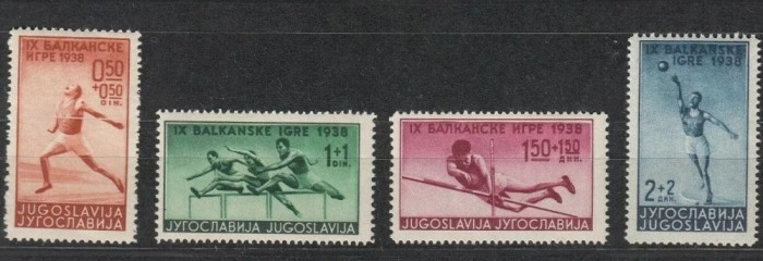 Iugoslavia 1938 - Sport, Jocurile Balcanice, serie neuzata