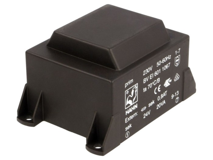 Transformator PCB &icirc;ncapsulat 20VA 230VAC 24V