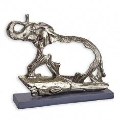 Elefant-statueta moderna din aluminiu cu un soclu din marmura PI-9