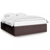 Cumpara ieftin Cadru de pat fara saltea, maro inchis, 200x200 cm, textil