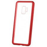 Husa Aluminiu OEM Magneto Frame cu spate din sticla pentru Samsung Galaxy A20e, Rosie