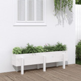 Strat &icirc;nălțat de grădină, alb, 121x30x38 cm, lemn masiv de pin, vidaXL