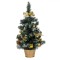 Brad de Crăciun Decorativ, Ghiveci Auriu, 20 LED-uri, Globuri Aurii, Verde, 50cm