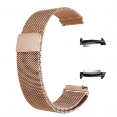 Curea tip Milanese Loop, adaptoare compatibile Samsung Gear Fit 2, Rose Gold