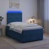Cumpara ieftin Pat cu arcuri LED si saltea albastru 120 x 190 cm Catifea