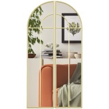 HOMCOM Miroir mural arc 30 x 120 cm, mare miroir decorativ cu ramă metalică, pentru living, cameră, hol, nuanță auriu | Aosom Romania