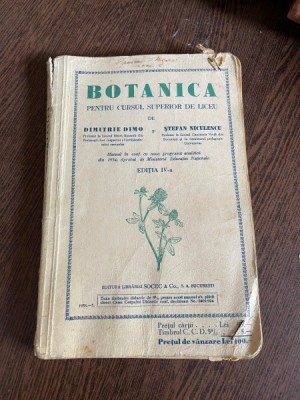 Dimitrie Dimo Botanica pentru cursul superior de liceu (1938) foto