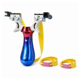 Cumpara ieftin Praștie profesională metalica cu laser, DEPOX&reg;, pentru v&acirc;nătoare și tir outdoor, rosu/albastru, 11.5 cm