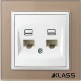 L-klass chm/3916 &ndash; Priza UTP Cat5E dubla (rama sticla)