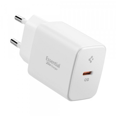 Incarcator Retea Spigen Essential, 20W, 3A, 1 x USB-C, Alb ACH08701 foto