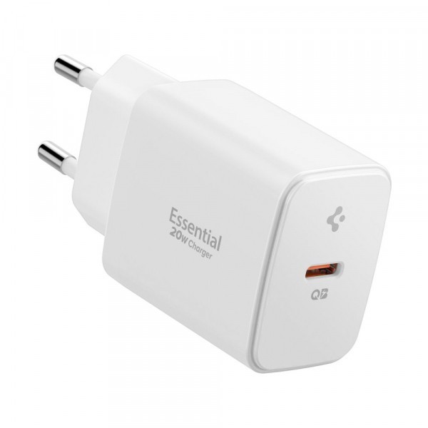 Incarcator Retea Spigen Essential, 20W, 3A, 1 x USB-C, Alb ACH08701