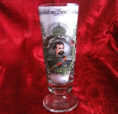 POCAL / PAHAR BERE STICLA BAVARIA DECOR LUDWIG KONIG VON BAYERN 22 CM foto