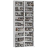 HOMCOM Raft pentru DVD-uri, Raft de depozitare CD, 14 rafturi reglabile, 18 compartimente, 175 cm, Raft Blu-ray, Placă de lemn, Alb | Aosom Romania