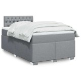 vidaXL Pat box spring cu saltea, gri deschis, 120x190 cm, textil 3285834