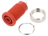 Conector banană 4mm soclu 24A roșu nichelat 34mm