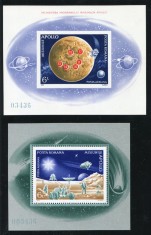 1972 , Lp 815 , Lp 816 , Incheierea programului Apollo , colite dantelata + nedantelata - MNH , aceeasi serie 3436