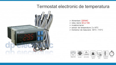 Termostat electronic frigider congelator 2 senzori 220V foto