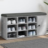 vidaXL Bancă de pantofi, gri beton, 102x32x50 cm, lemn prelucrat