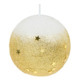 Lumanare Glob de Craciun Alb Aurie Stele Glitter &Oslash;6cm, CMCLASS
