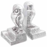 Suporturi cărți 2 buc., argintiu, 12x9x19 cm, aluminiu, bufniță