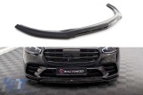 Spoiler Maxton Design potrivit pentru bara de protectie frontala A Design-Line pe Mercedes S-Class W223 dupa 2020, lac negru Performance AutoTuning