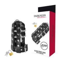 DARKNESS - LEATHER CHASTITY CAGE WITH LOCK foto