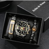Set cadou cu ceas barbatesc Keller &amp; Weber auriu si doua bratari