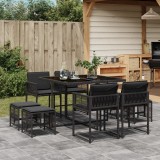 Cumpara ieftin Gossi set mobilier de gradina cu perne, 9 piese, negru, poliratan