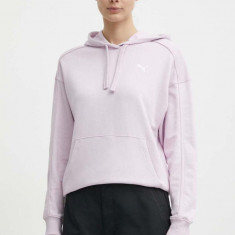 Puma hanorac de bumbac samo HER femei, culoarea violet, cu glugă, uni 677885