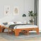 vidaXL Cadru de pat de podea Maro 150 x 200 cm Lemn masiv de pin