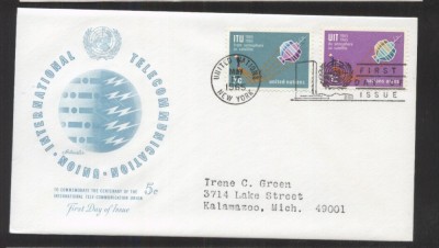 UN New York 1965 ITU centenary Mi.152-153 FDC UN.141 foto