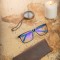 Toc Etui ochelari soare vedere din piele naturala, Handmade, lucrat si cusut manual, Mark, Maro, Produs in Romania