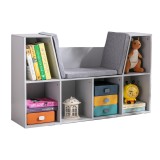 HOMCOM 2 &icirc;n 1 raft pentru copii Raft + Bancă cu pernă 103 cm &times; 30 cm &times; 62 cm Alb + Gri | Aosom Romania