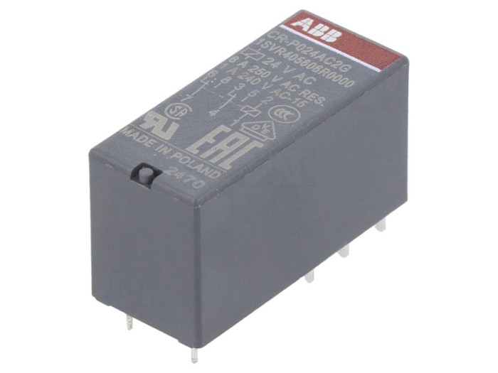Releu electromagnetic DPDT 24VAC, 8A