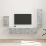 Cumpara ieftin Set comoda TV 4 buc. Gri din beton Lemn prelucrat