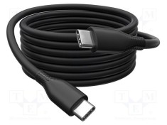 Cablu USB 2.0 DIGITUS USB-C 0,5m 60W negru nichelat