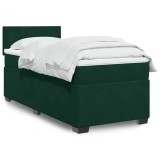 vidaXL Pat box spring cu saltea, verde &icirc;nchis, 90x190 cm, catifea 3288483