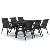 Cumpara ieftin Set de servit masa pentru gradina, 7 piese, negru