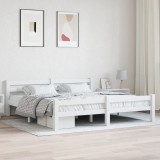 Cadru de pat, alb, 180x200 cm, lemn de pin masiv