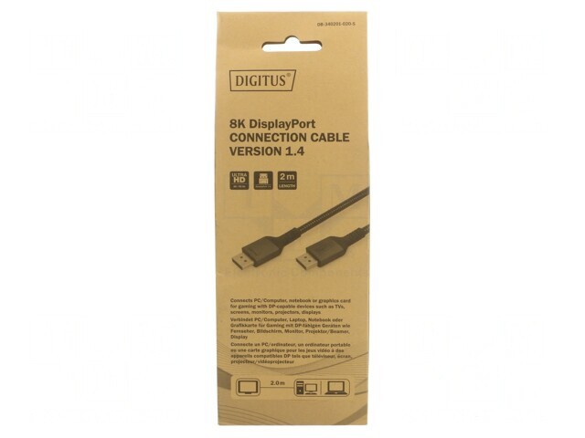 Cablu DisplayPort 1.4 HDCP 2.2 Textil 2m Negru