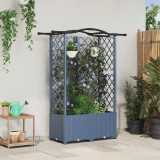 vidaXL Pat Ridicat cu Trellis și Acoperiș Gri 122 x 40 x 141 cm PP 42032560