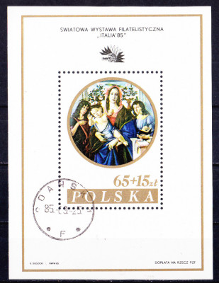 TSV$ - 1985 POLONIA - EXPOZITIA FILATELICA ITALIA 1985, COLITA DANT. STAMPILATA foto