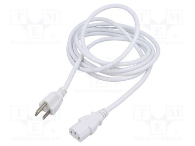Cablu IEC C13 mamă NEMA 5-15 (B) 1m alb LIAN DUNG 3x0,75mm2 PVC foto