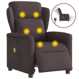 vidaXL Fotoliu electric de masaj rabatabil, maro &icirc;nchis, textil