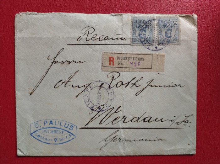 1914 - PLIC CIRCULAT - FILARET GARA - WERDAN ( GERMANIA ) - MULTIFRANCAT