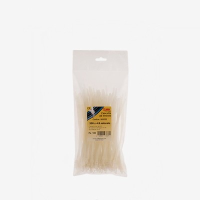 Set 100 bucati colier plastic 200x4.8mm montare prin impingere in panouri, alb rezistenta 22.5 kg Cobra 963032 foto