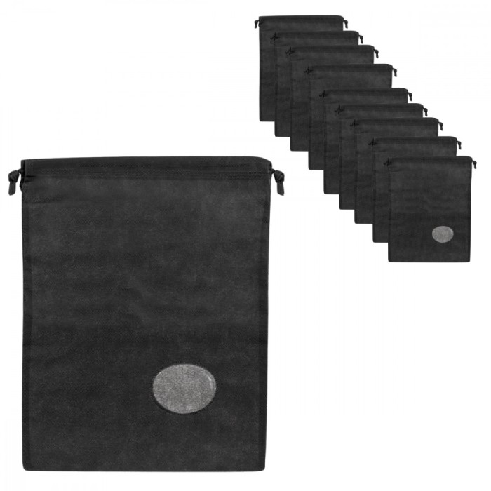 Set 10 saci pentru incaltaminte, depozitare si calatorii, rezistenta la praf, mucegaci, 42 x 32 cm, Negru