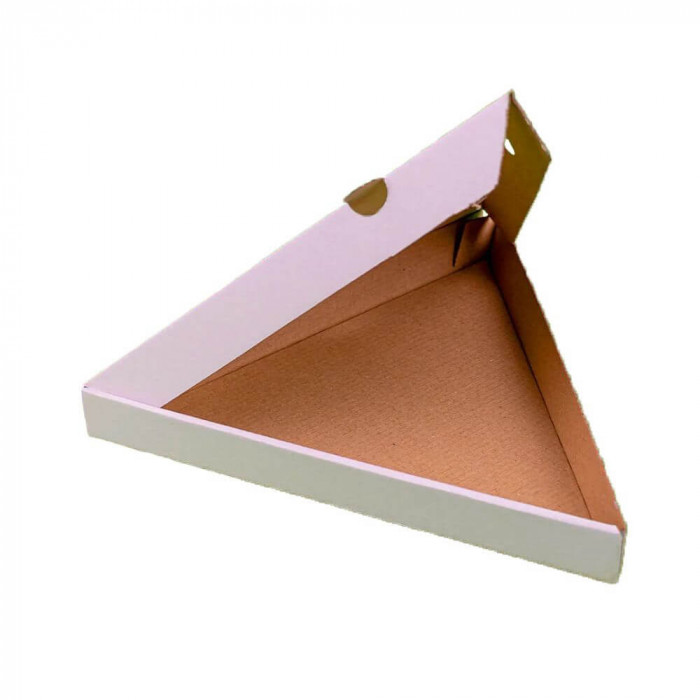 Set 100 Cutii Pizza Triunghiulare, 260x230x40 mm, Carton Alb/Natur