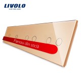 Cumpara ieftin Panou din sticla pentru &icirc;ntrerupator touch Livolo, 2 simplu + 2 dublu, auriu
